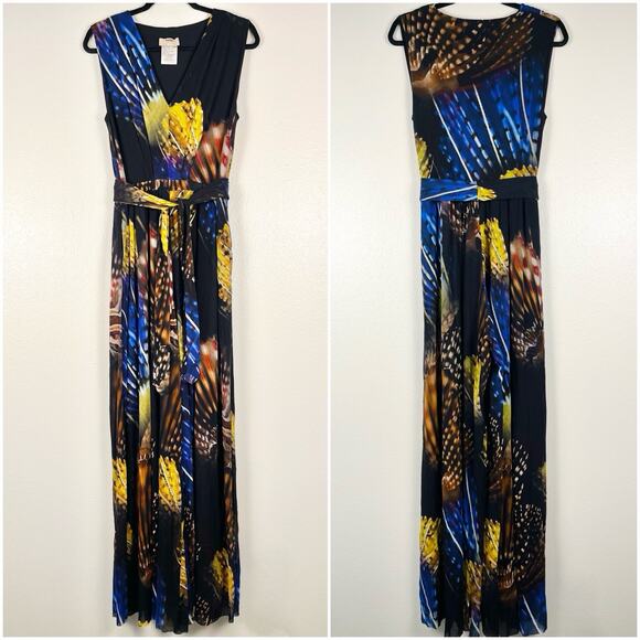 Fuzzi XXL Multicolor Fish Print Mesh Stretch Sleeveless Belted Wide-Leg Jumpsuit - Picture 2 of 7